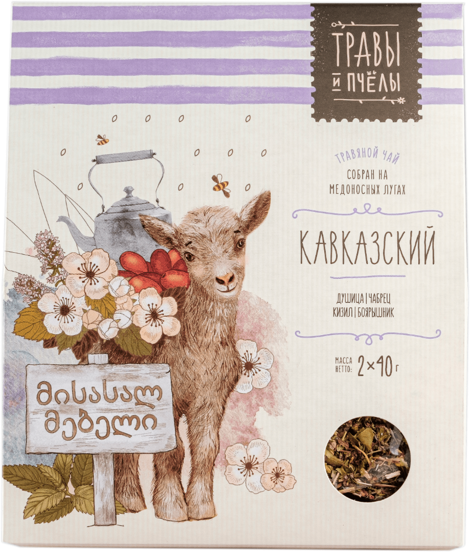 Травяной чай ТРАВЫ И ПЧЁЛЫ Кавказский 80г картонная коробка