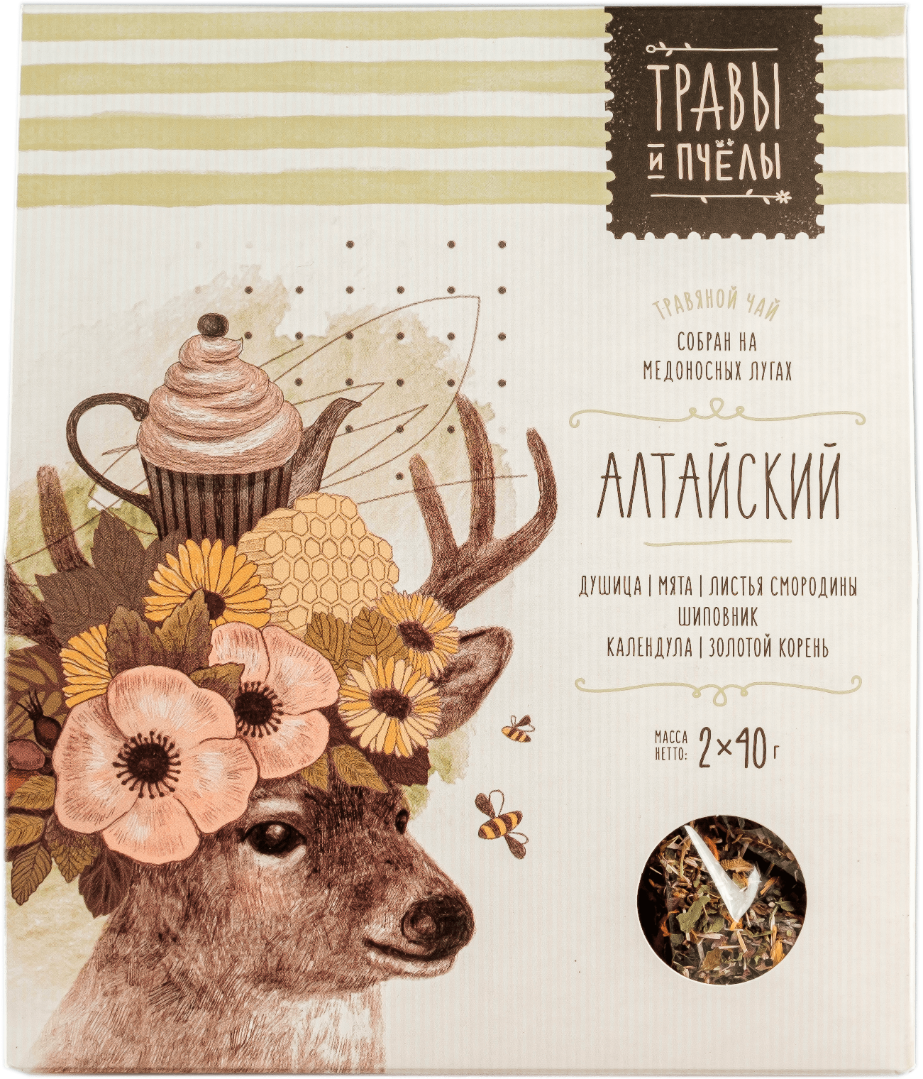 Травяной чай ТРАВЫ И ПЧЁЛЫ Алтайский 80г картонная коробка
