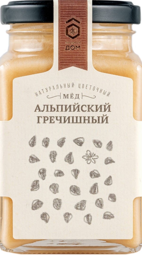 Мёд МЕДОВЫЙ ДОМ натуральный цветочный монофлорный Альпийский гречишный 320г6шт стекло