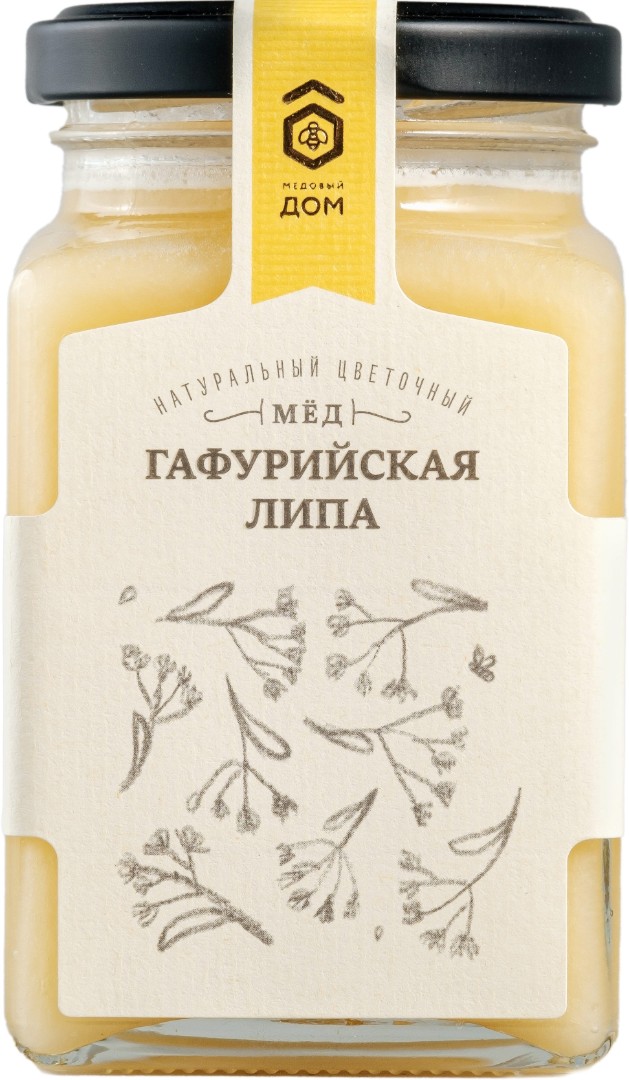 Мёд МЕДОВЫЙ ДОМ натуральный цветочный монофлорный Гафурийская липа 320г1шт стекло